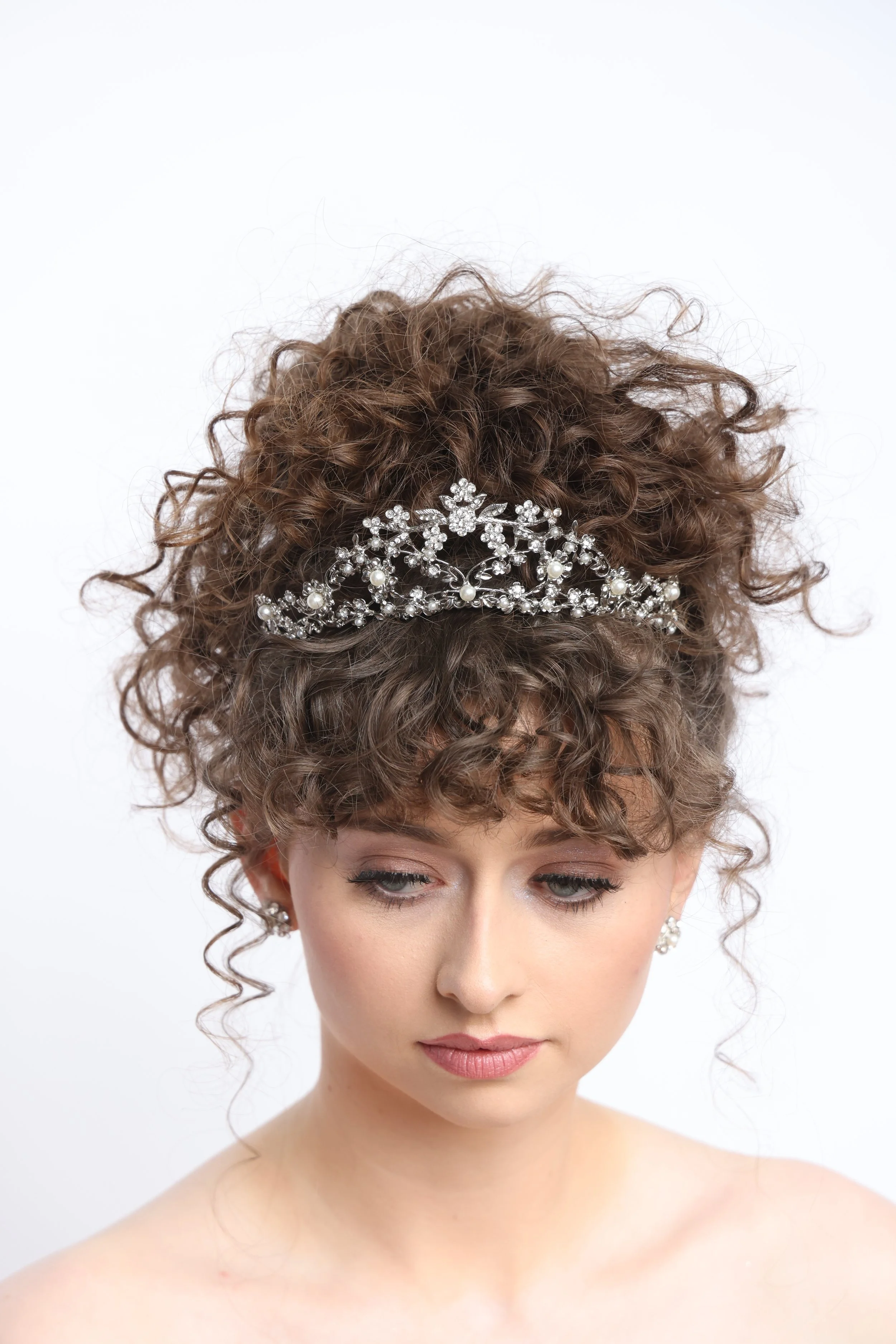 Silver tall rhinestone sparkle Laurel bridal tiara by bridal